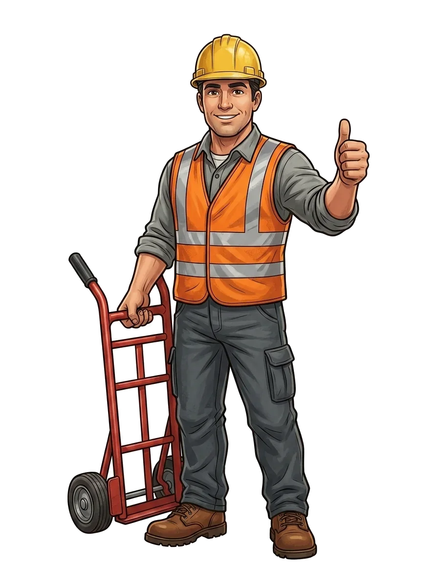 Heavy Junk Hauling crew member with dolly